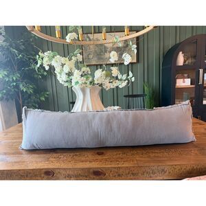 RARE Lumbar Heavyweight Linen Blend Throw Pillow Dark Gray - Casaluna NEW